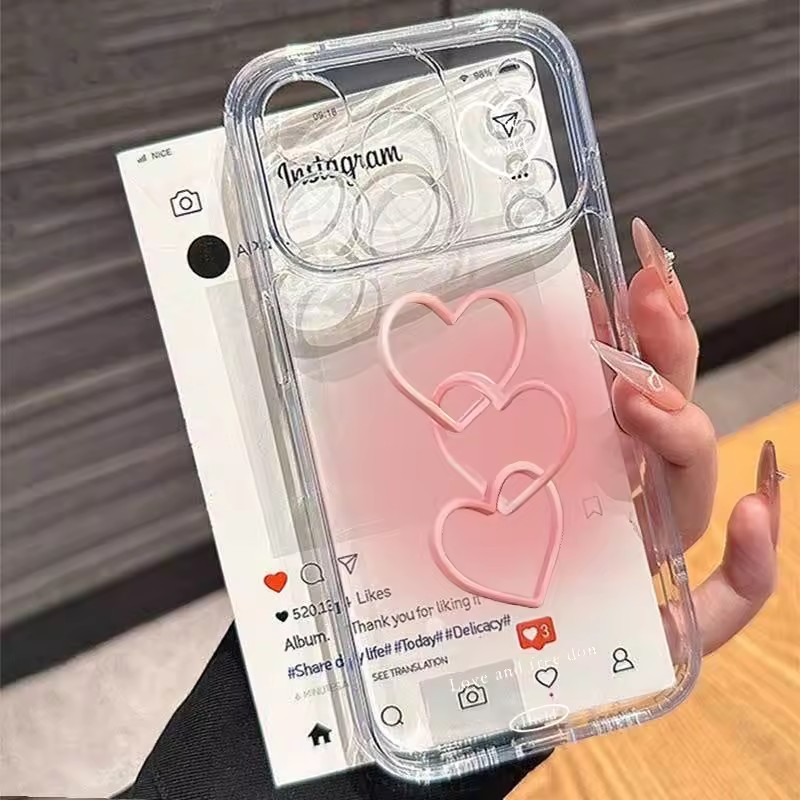 Phone Cases Transparent - Ручная роспись, розовое сердце, мягкий чехол